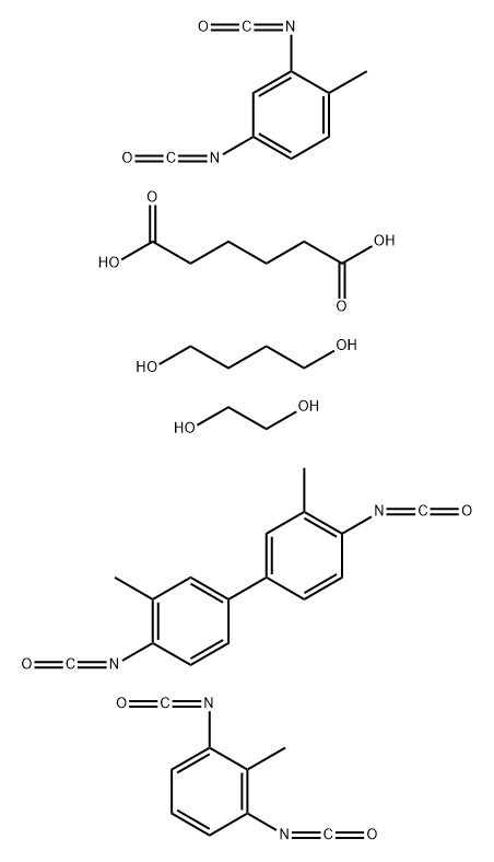 Hexanedioic acid, polymer with 1,4-butanediol, 4,4'-diisocyanato-3,3'-dimethyl-1,1'-biphenyl, 1,3-diisocyanato-2-methylbenzene, 2,4-diisocyanato-1-methylbenzene and 1,2-ethanediol Struktur