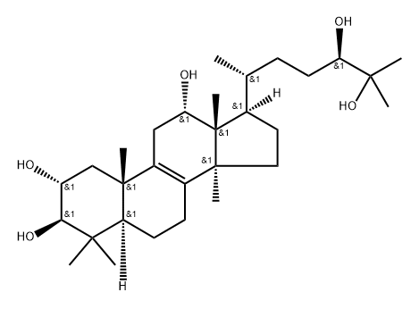 (2R,3R,10S,12S,13R,14R,17R)-17-[(2R,5R)-5,6-dihydroxy-6-methyl-heptan- 2-yl]-4,4,10,13,14-pentamethyl-2,3,5,6,7,11,12,15,16,17-decahydro-1H-c yclopenta[a]phenanthrene-2,3,12-triol Struktur