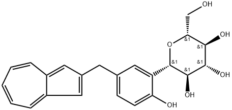 D-Glucitol, 1,5-anhydro-1-C-[5-(2-azulenylmethyl)-2-hydroxyphenyl]-, (1S)- Struktur