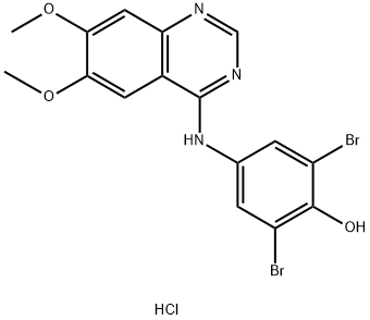 Phenol, 2,6-dibromo-4-[(6,7-dimethoxy-4-quinazolinyl)amino]-, hydrochloride (1:1) Struktur