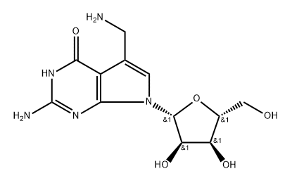 7-(Aminomethyl)-7-deazaguanosine Struktur