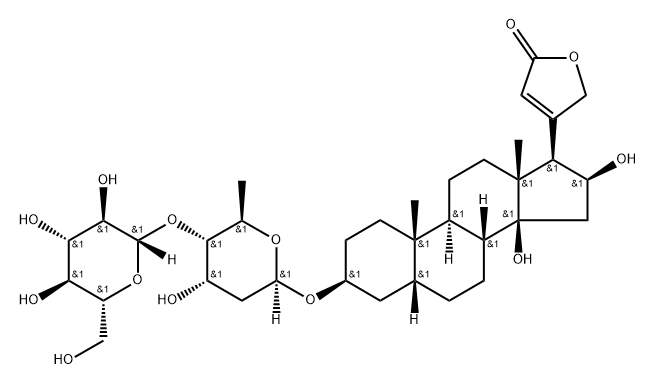 3β-[(2,6-Dideoxy-4-O-β-D-glucopyranosyl-β-D-ribo-hexopyranosyl)oxy]-14,16β-dihydroxy-5β,14β-card-20(22)-enolide Struktur