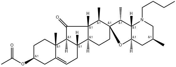 (13R)-3β-(Acetyloxy)-28-butyl-17,23β-epoxy-12β,13α-dihydroveratraman-11-one Struktur