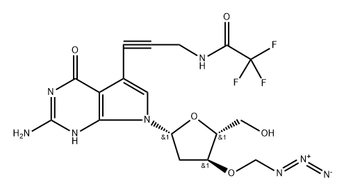 3′-Azidomethyl-7-TFA-ap-7-Deaza-dG Struktur