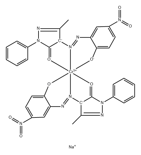 sodium bis[2,4-dihydro-4-[(2-hydroxy-5-nitrophenyl)azo]-5-methyl-2-phenyl-3H-pyrazol-3-onato(2-)]chromate(1-) Struktur