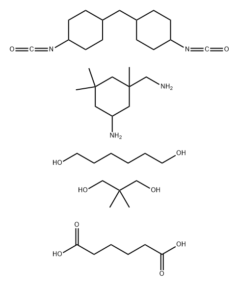 Hexanedioic acid, polymer with 5-amino-1,3,3-trimethylcyclohexanemethanamine, 2,2-dimethyl-1,3-propanediol, 1,6-hexanediol and 1,1'-methylenebis[4-isocyanatocyclohexane] Struktur