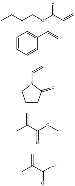 2-Propenoic acid, 2-methyl-, polymer with butyl 2-propenoate, ethenylb enzene, 1-ethenyl-2-pyrrolidinone and methyl 2-methyl-2-propenoate Struktur