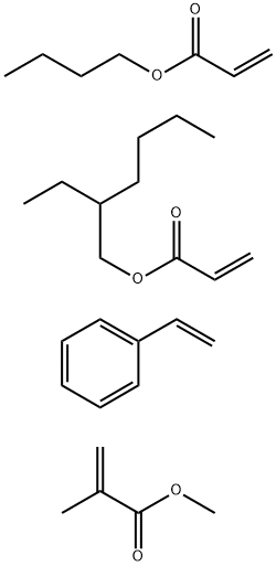 2-Propenoic acid, 2-methyl-, methyl ester, polymer with butyl 2-propenoate, ethenylbenzene and 2-ethylhexyl 2-propenoate Struktur