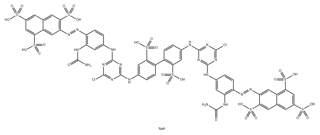 octasodium 7,7'-[(2,2'-disulphonato[1,1'-biphenyl]-4,4'-diyl)bis[imino(6-chloro-1,3,5-triazine-4,2-diyl)imino[2-(carbamoylamino)]-4,1-phenylene]azo]]bis(naphthalene-1,3,6-trisulphonate) Struktur