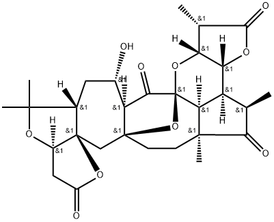 2H,8H-7a,16a-Epoxy-10H-3,9,12,17-tetraoxacyclopent[3',3'a]azuleno[6',5':5,6]cyclooct[1,2,3-cd]-as-indacene-2,5,10,16(1H,13H)-tetrone, tetradecahydro-15-hydroxy-1,4,5a,13,13-pentamethyl-, (1S,3aR,3bS,4R,5aS,7aS,8aR,11aR,13aS,15S,15aR,16aS,16bS,17aR)- Structure