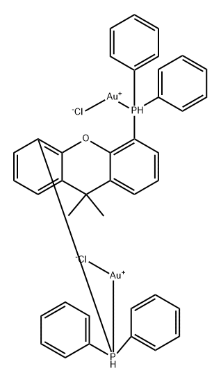 Gold, dichloro[μ-[1,1'-(9,9-dimethyl-9H-xanthene-4,5-diyl)bis[1,1-diphenylphosphine-κP]]]di- Struktur