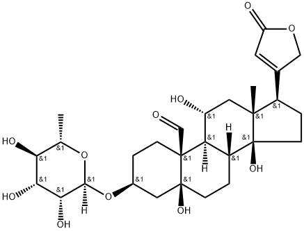 3β-[(6-Deoxy-α-L-mannopyranosyl)oxy]-5,11α,14-trihydroxy-19-oxo-5β-card-20(22)-enolide Struktur