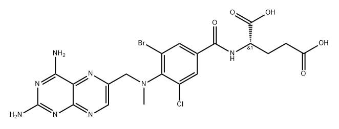 L-Glutamic acid, N-[3-bromo-5-chloro-4-[[(2,4-diamino-6-pteridinyl)methyl]methylamino]benzoyl]- Struktur