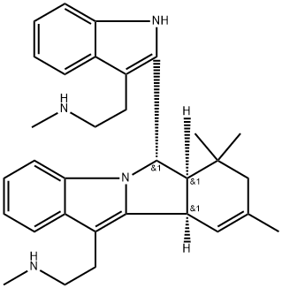 (6R)-6aβ,7,8,10aβ-Tetrahydro-7,7,9-trimethyl-11-[2-(methylamino)ethyl]-6β-[3-[2-(methylamino)ethyl]-1H-indol-2-yl]-6H-isoindolo[2,1-a]indole Struktur