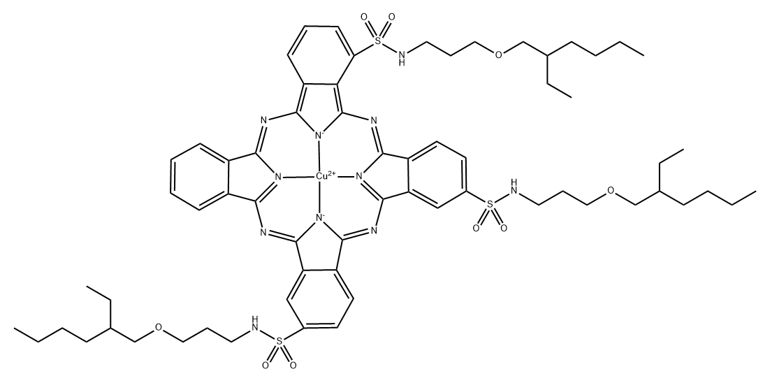 [N,N',N''-tris[3-[(2-ethylhexyl)oxy]propyl]-29H,31H-phthalocyanine-1,16,23-trisulphonamidato(2-)-N29,N30,N31,N32]copper Struktur