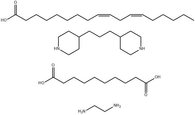 Decanedioic acid, polymer with 1,2-ethanediamine, (Z,Z)-9,12-octadecadienoic acid dimer and 4,4'-(1,3-propanediyl)bis[piperidine] Struktur