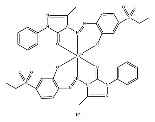 Chromate(1-), bis4-4-(ethylsulfonyl)-2-hydroxyphenylazo-2,4-dihydro-5-methyl-2-phenyl-3H-pyrazol-3-onato(2-)-, hydrogen Struktur