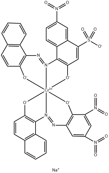 disodium [1-[(2-hydroxy-3,5-dinitrophenyl)azo]-2-naphtholato(2-)][3-hydroxy-4-[(2-hydroxy-1-naphthyl)azo]-7-nitronaphthalene-1-sulphonato(3-)]chromate(2-) Struktur