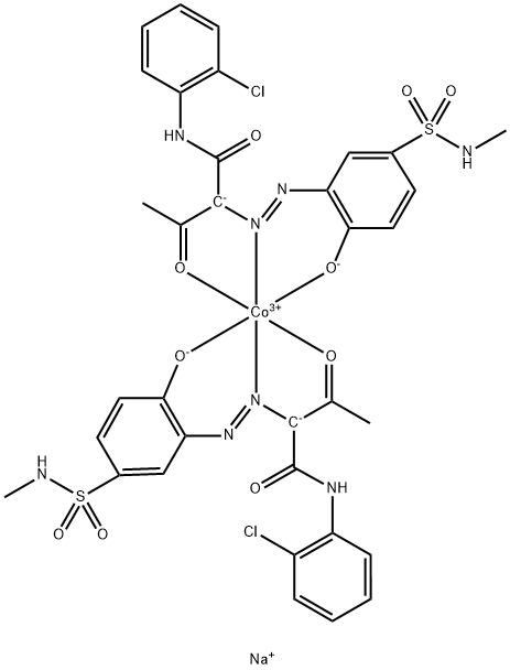 sodium bis[N-(2-chlorophenyl)-2-[[2-hydroxy-5-(N-methylsulphamoyl)phenyl]azo]-3-oxobutyramidato(2-)]cobaltate(1-) Struktur