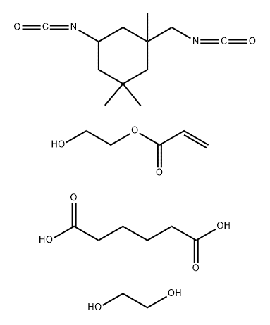 Hexanedioic acid, polymer with 1,2-ethanediol and 5-isocyanato-1-(isocyanatomethyl)-1,3,3-trimethylcyclohexane, 2-hydroxyethyl acrylate-blocked Struktur