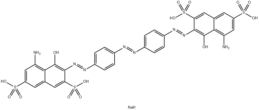 2,7-Naphthalenedisulfonic acid, 3,3'-[azobis(4,1-phenyleneazo) ]bis[5-amino-4-hydroxy-, tetrasodium salt Struktur