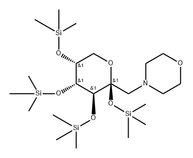 beta-d-Fructopyranose, 1-deoxy-1-(4-morpholinyl)-2,3,4,5-tetrakis-O-(t rimethylsilyl)- Struktur