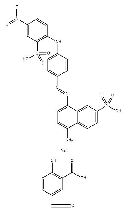 Benzoic acid, 2-hydroxy-, reaction products with formaldehyde, coupled with diazotized 5-amino-8-[[4-[(4-nitro-2-sulfophenyl)amino]phenyl]azo]-2-naphthalenesulfonic acid disodium salt Struktur