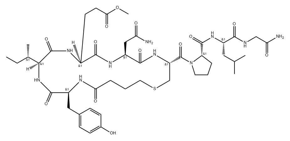 2-デアミノ-L-Abu(1)-L-Tyr-L-Ile-L-Glu-L-Asn-L-Cys(1)-L-Pro-L-Leu-Gly-OMe 化學(xué)構(gòu)造式