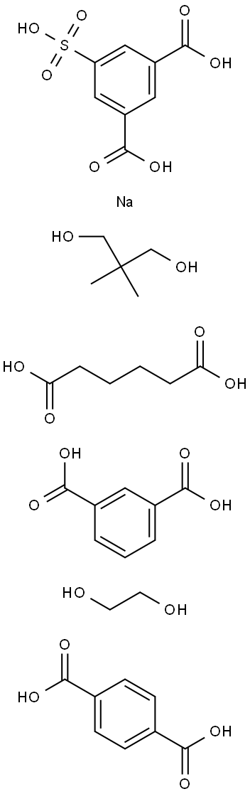 1,3-Benzenedicarboxylic acid, 5-sulfo-, monosodium salt, polymer with 1,3-benzenedicarboxylic acid, 1,4-benzenedicarboxylic acid, 2,2-dimethyl-1,3-propanediol, 1,2-ethanediol and hexanedioic acid Struktur