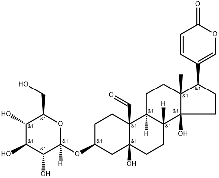 3β-(D-Glucopyranosyloxy)-5,14-dihydroxy-19-oxo-5β-bufa-20,22-dienolide Struktur