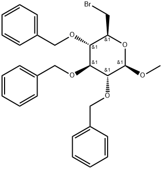 β-D-Glucopyranoside, methyl 6-bromo-6-deoxy-2,3,4-tris-O-(phenylmethyl)- Struktur