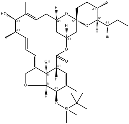 Milbemycin b, 5-O-demethyl-28-deoxy-5-O-[(1,1-dimethylethyl)dimethylsi lyl]-6,28-epoxy-13-hydroxy-25-(1-methylpropyl)-, [6R,13S,25R(S)]- Struktur