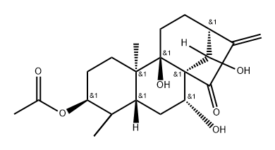 (14R)-3β-Acetoxy-7α,9,14-trihydroxykaur-16-en-15-one Struktur