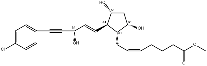 (Z)-7-[(1R)-2β-[(E,S)-5-(4-Chlorophenyl)-3-hydroxy-1-penten-4-ynyl]-3α,5α-dihydroxycyclopentan-1α-yl]-5-heptenoic acid methyl ester Struktur