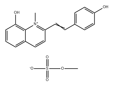 2-[(E)-2-(4-hydroxyphenyl)ethenyl]-1-methyl-quinolin-8-ol, sulfonatoox ymethane Struktur