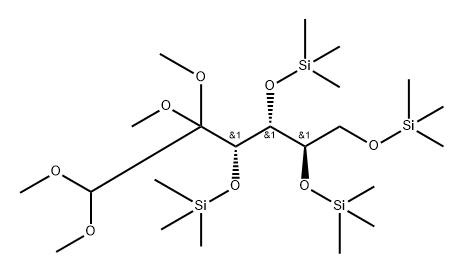 Arabino-Hexos-2-ulose, 3,4,5,6-tetrakis-O-(trimethylsilyl)-, bis(dimet hyl acetal) Struktur