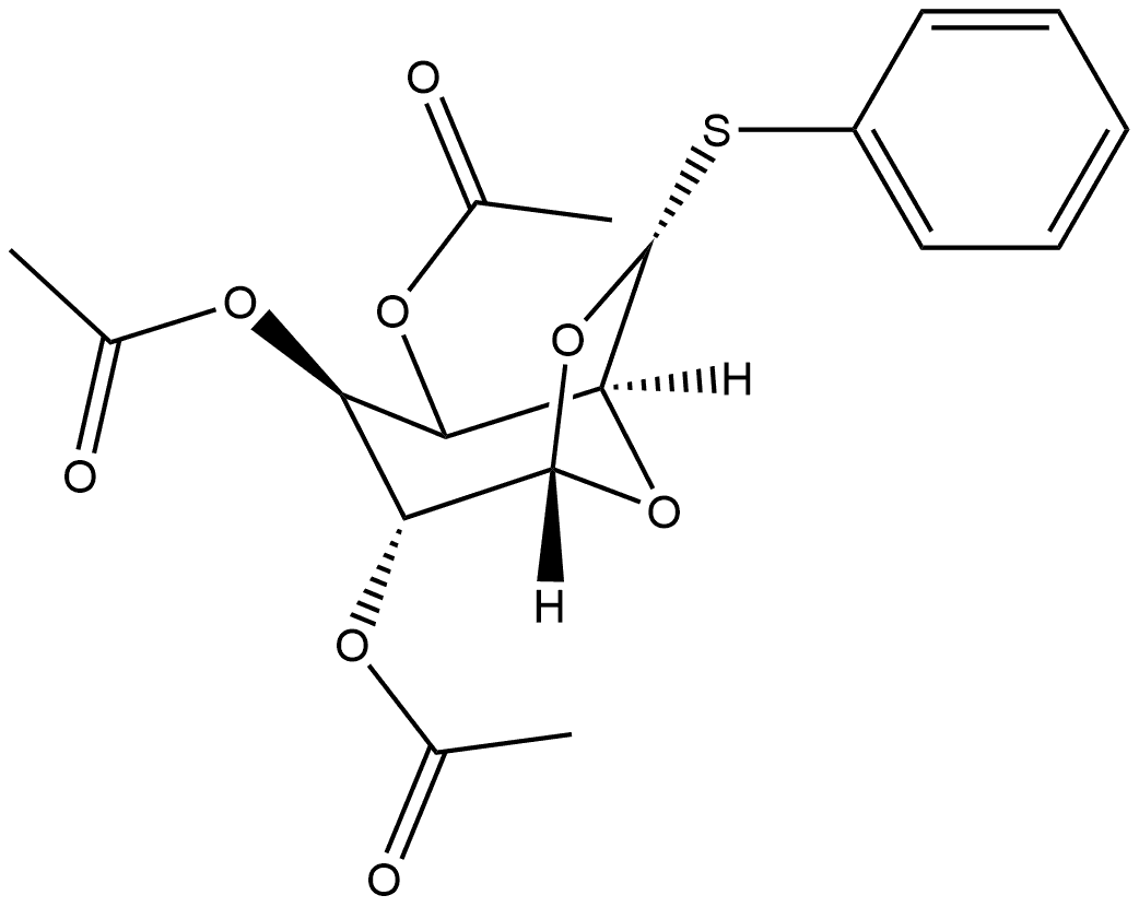 .beta.-D-Glucopyranose, 1,6-anhydro-6-C-(phenylthio)-, triacetate, (6R)- Struktur