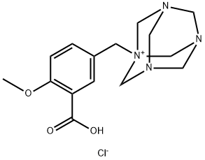 3,5,7-Triaza-1-azoniatricyclo[3.3.1.13,7]decane, 1-[(3-carboxy-4-methoxyphenyl)methyl]-, chloride Struktur