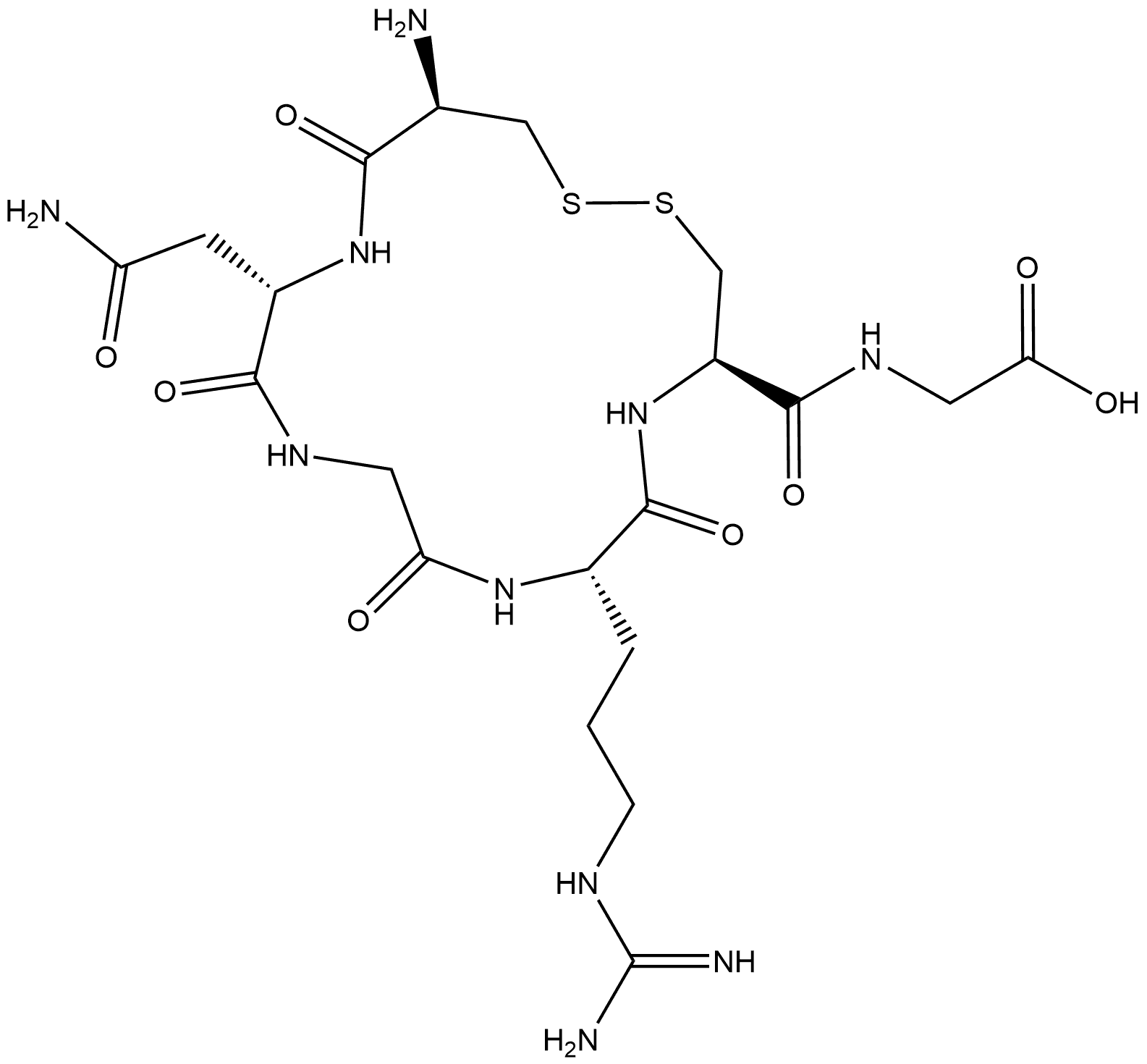 Glycine, L-cysteinyl-L-asparaginylglycyl-L-arginyl-L-cysteinyl-, cyclic (1→5)-disulfide Struktur