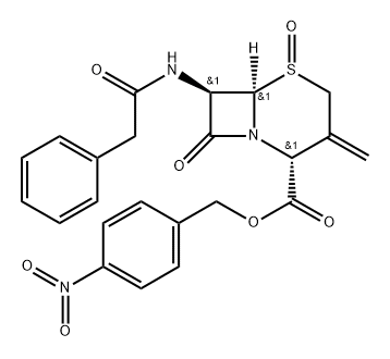 (1S,4R,6R,7R)-(4-nitrophenylmethyl)3-methylene-1-oxo-7-phenylacetamido-cepham-4-carboxylateido-penam-3-carboxylate Struktur