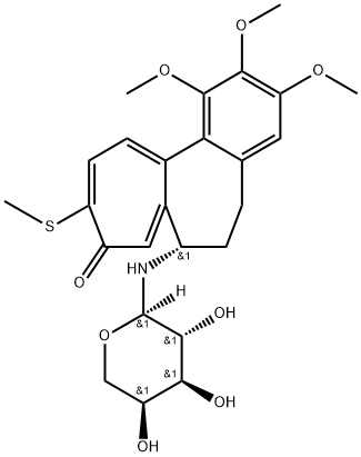 (S)-7-(α-L-Arabinopyranosylamino)-6,7-dihydro-1,2,3-trimethoxy-10-(methylthio)benzo[a]heptalen-9(5H)-one Struktur