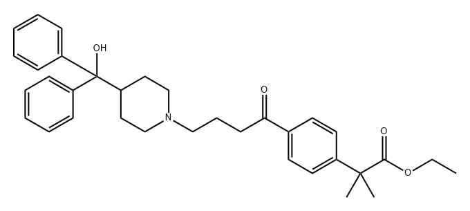 4-[4-[4-(Hydroxydiphenylmethyl)-1-piperidinyl]-1-oxobutyl]-α,α-dimethyl-ethyl ester benzeneacetic acid Struktur