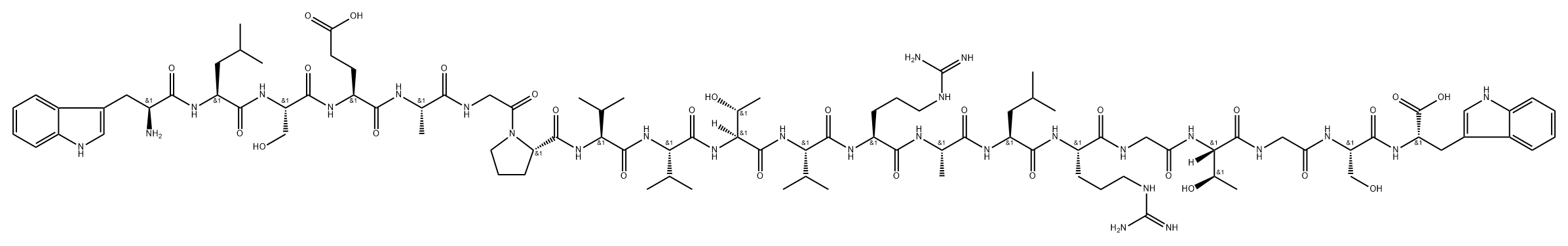 L-Tryptophan, L-tryptophyl-L-leucyl-L-seryl-L-α-glutamyl-L-alanylglycyl-L-prolyl-L-valyl-L-valyl-L-threonyl-L-valyl-L-arginyl-L-alanyl-L-leucyl-L-arginylglycyl-L-threonylglycyl-L-seryl- Struktur