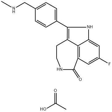 6H-Pyrrolo[4,3,2-ef][2]benzazepin-6-one, 8-fluoro-1,3,4,5-tetrahydro-2-[4-[(methylamino)methyl]phenyl]-, acetate (1:1) Struktur