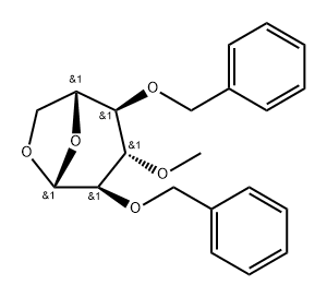 .beta.-D-Glucopyranose, 1,6-anhydro-3-O-methyl-2,4-bis-O-(phenylmethyl)- Struktur