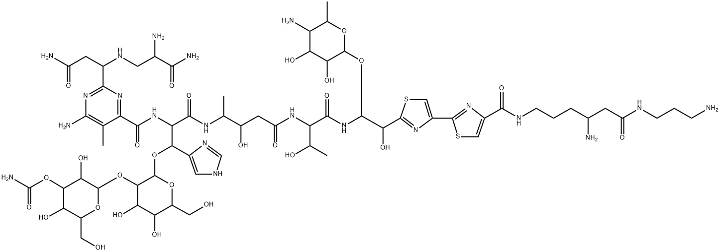 N1-[4-Amino-6-[(3-aminopropyl)amino]-6-oxohexyl]-13-[(4-amino-4,6-dideoxy-α-L-talopyranosyl)oxy]-19-demethyl-12-hydroxybleomycinamide Struktur