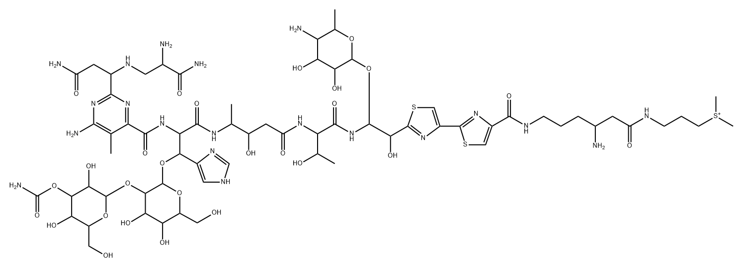 13-[(4-Amino-4,6-dideoxy-α-L-talopyranosyl)oxy]-N1-[4-amino-6-[[3-(dimethylsulfonio)propyl]amino]-6-oxohexyl]-19-demethyl-12-hydroxybleomycinamide Struktur