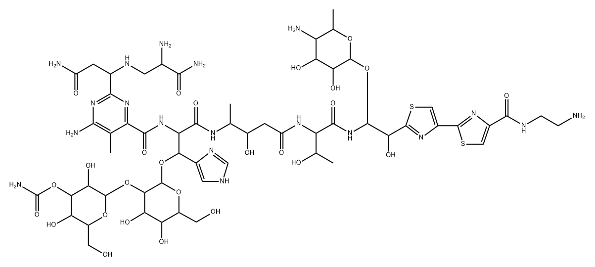 13-[(4-Amino-4,6-dideoxy-α-L-talopyranosyl)oxy]-N1-(2-aminoethyl)-19-demethyl-12-hydroxybleomycinamide Struktur