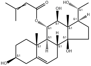 (20R)-Pregn-5-ene-3β,11α,12β,14,20-pentol 11-(3-methyl-2-butenoate) Struktur