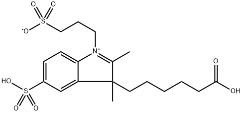 3H-Indolium, 3-(5-carboxypentyl)-2,3-dimethyl-5-sulfo-1-(3-sulfopropyl)-, inner salt Structure